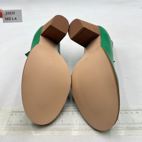 YDN Green Block Heel Pumps Round Toe Low Stacked Heels Ankle Strap Daily Shoes - Picture 7 of 8